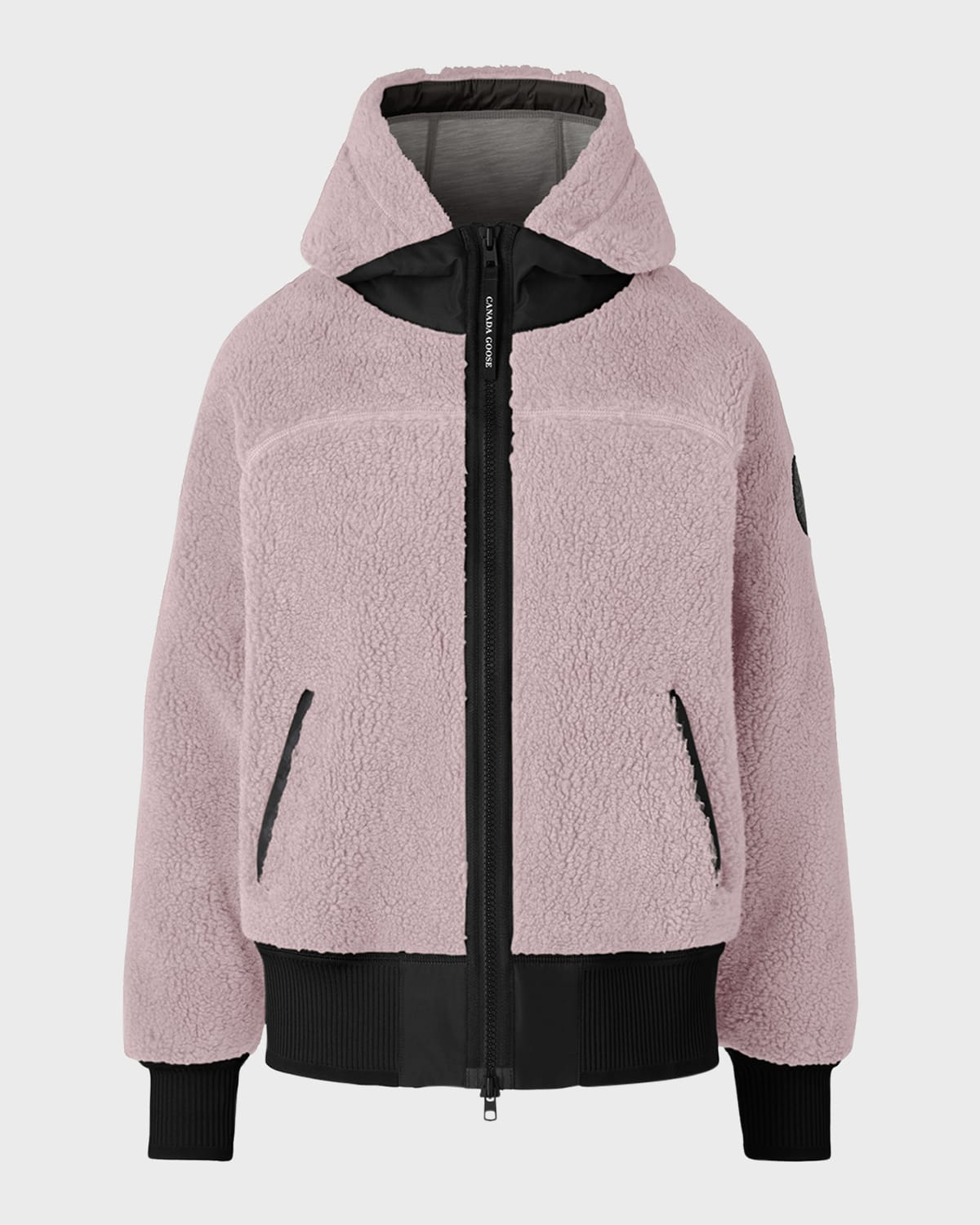 Canada Goose Simcoe Bonded High Pile Fleece Hooded Wool Blend Jacket In Lucent Rose