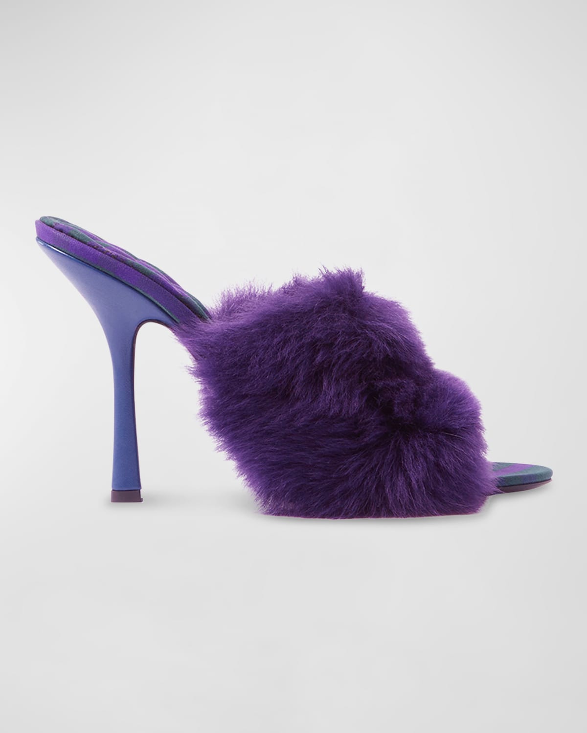 Burberry Minnie Shearling Stiletto Mule Sandals In Ribbonroyalipchk