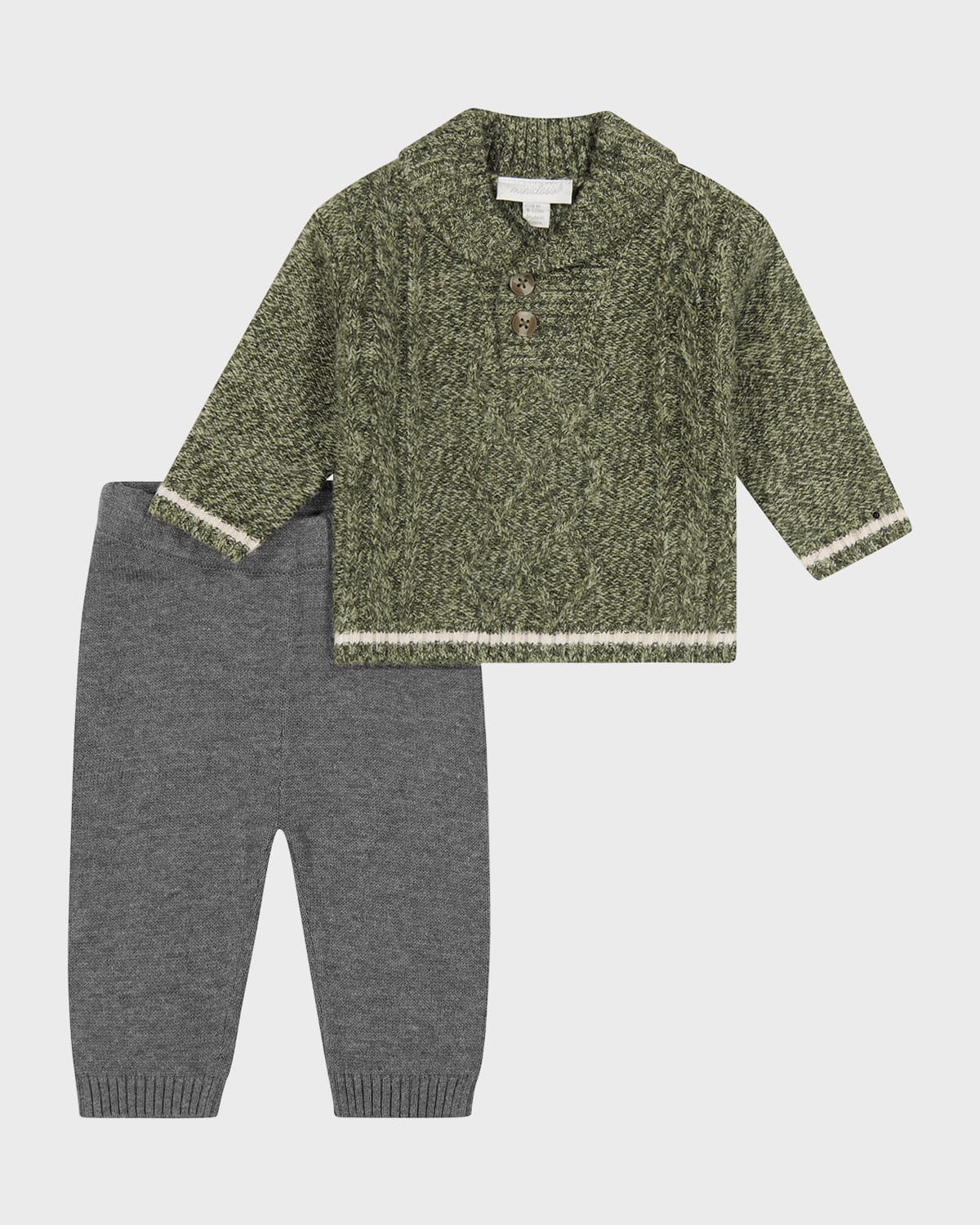 Miniclasix Kids' Boy's Knit Shawl Sweater In Green
