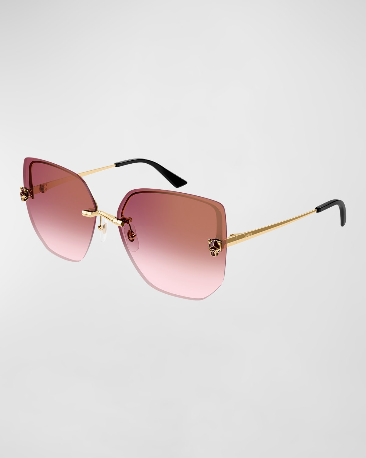 Panther Rimless Metal Alloy Butterfly Sunglasses