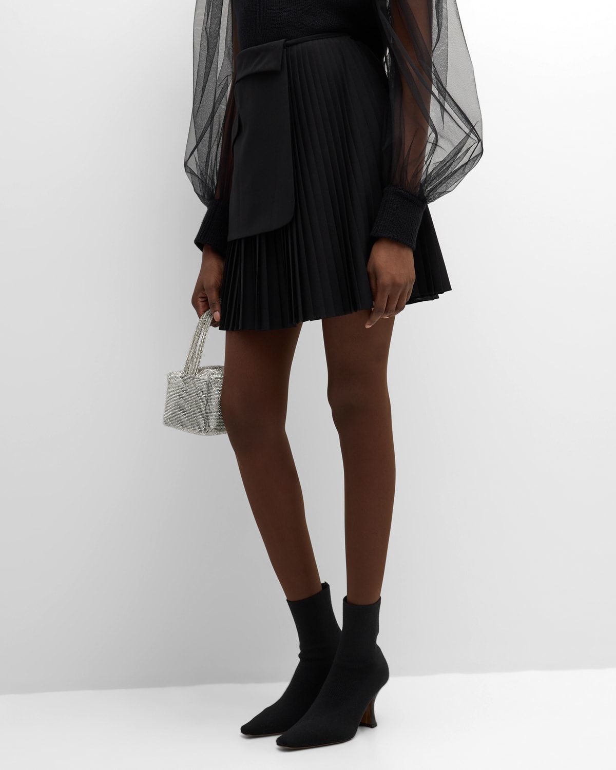 Adeam Nana Pleated Mini Skirt In Black