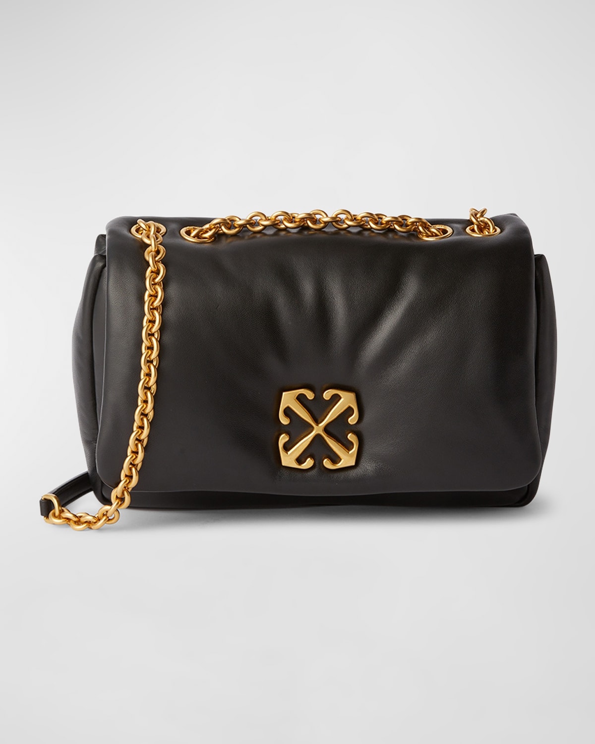 Off-white Off White Woman Black Nappa Leather Jitney Puffer Shoulder Bag In Black