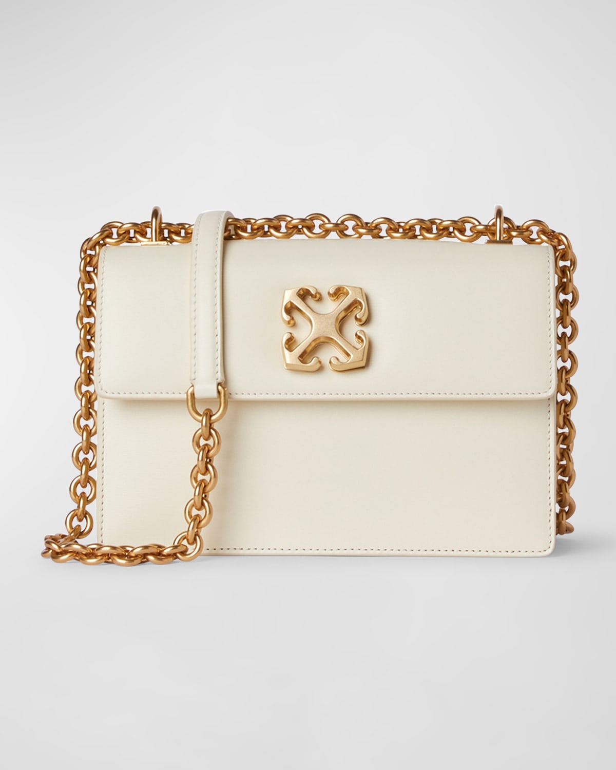 Off-white Jitney 2.0 Flap Leather Chain Shoulder Bag In White