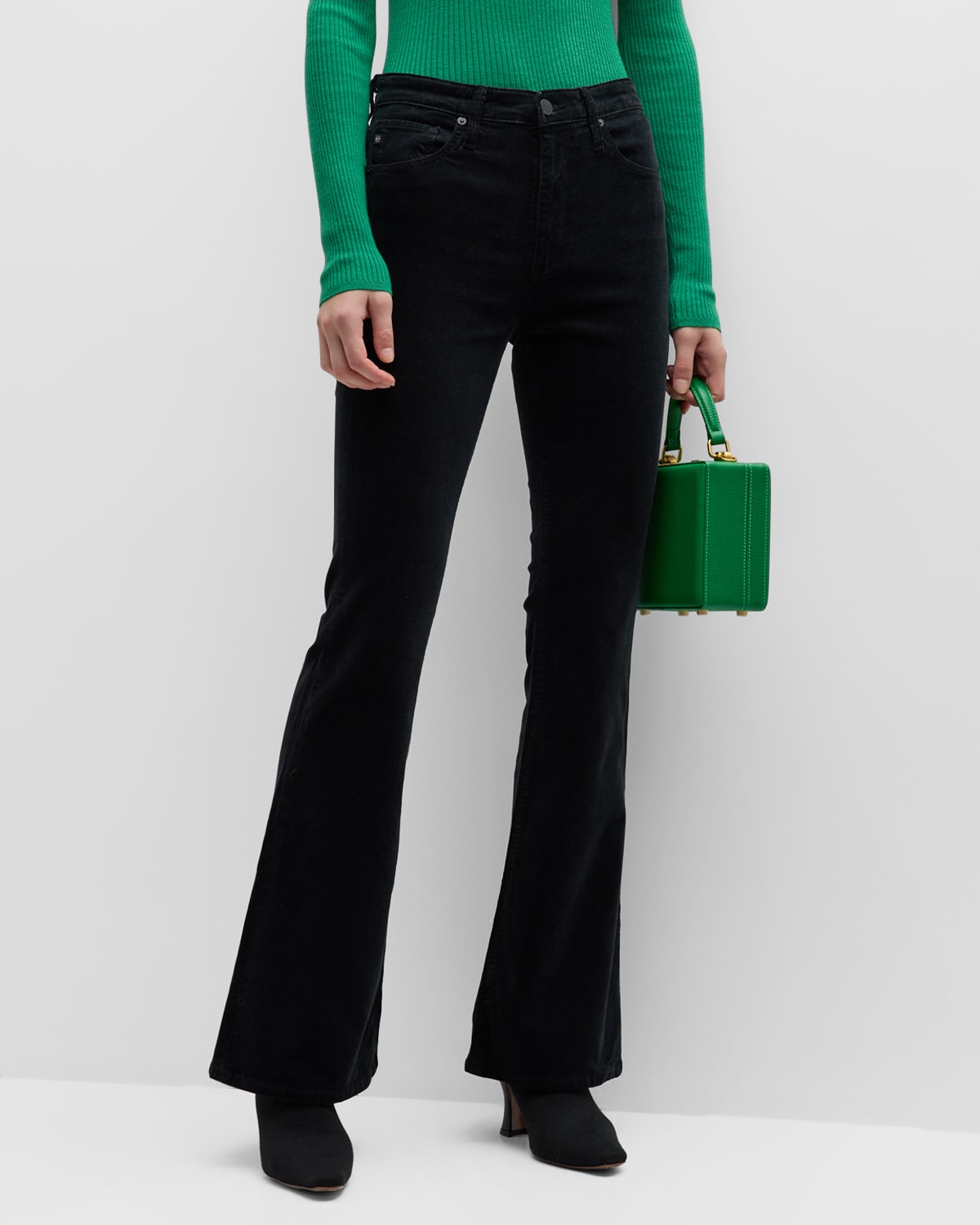 Ag Farrah High-rise Bootcut Jeans In Sulfur Black