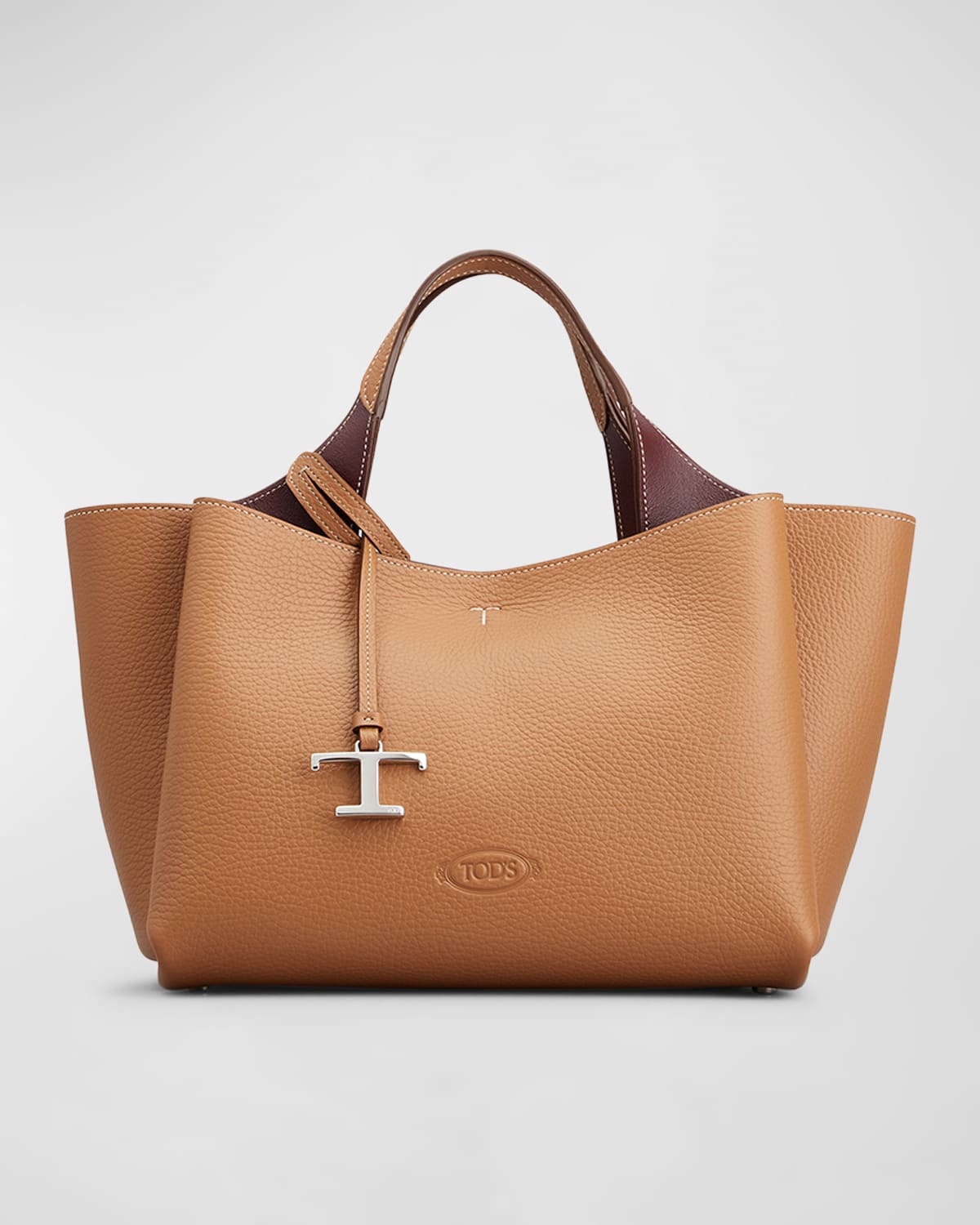 Tod's Florida Double Apa 2 Manici Mini Trac Pelle T Pend In Kenia Bordeaux