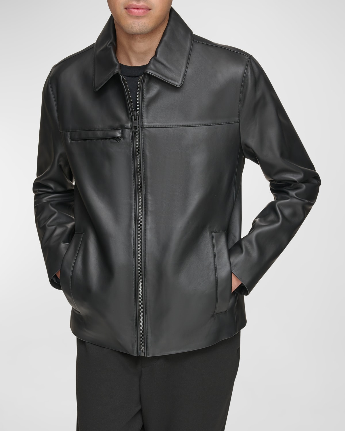Shop Andrew Marc Men's Damour Matte Leather Jacket In Black