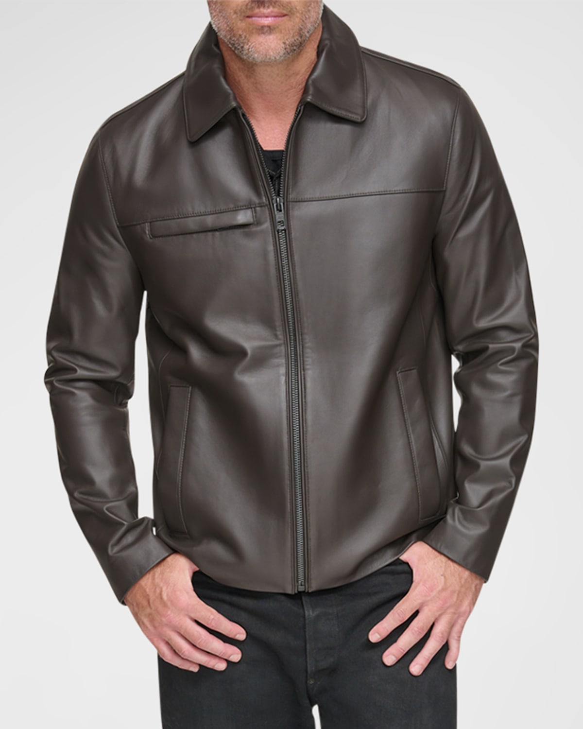 ANDREW MARC MEN'S DAMOUR MATTE LEATHER JACKET