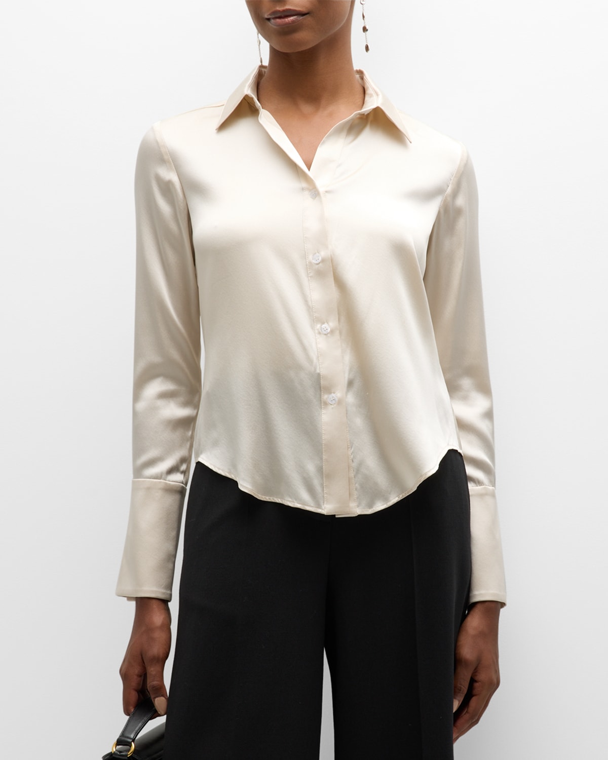 Twp Bessette Stretch Silk Button-up Blouse In Beige