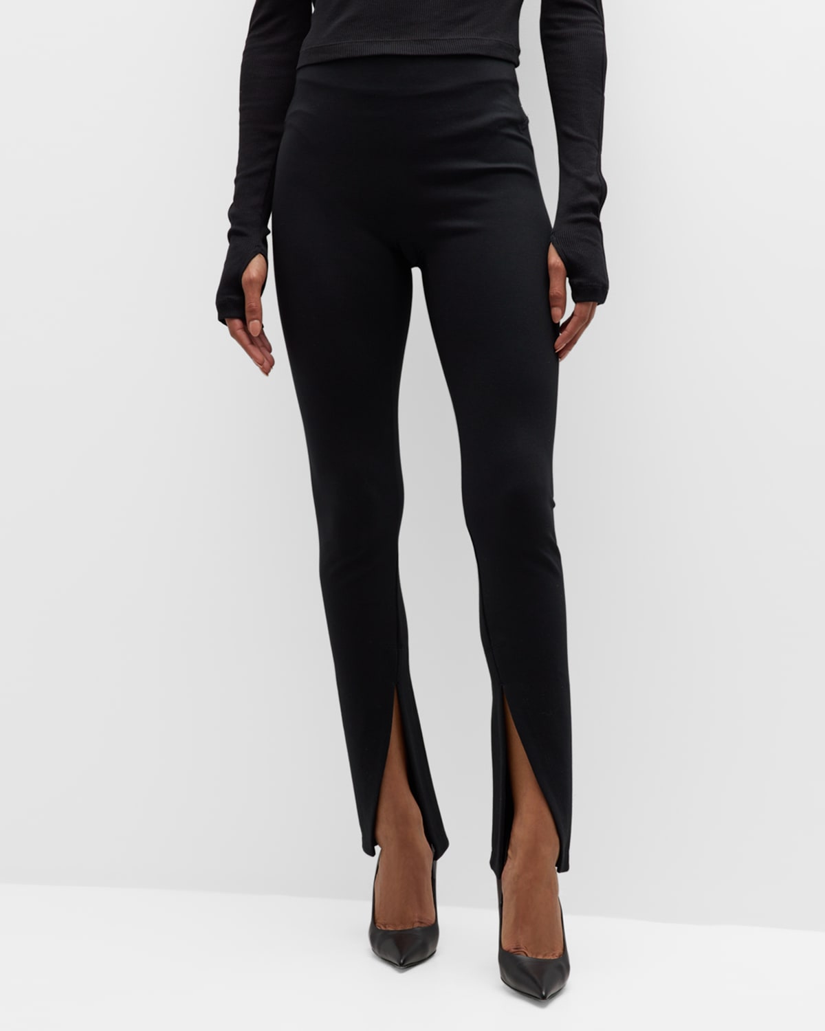 Shop Spanx The Perfect Front Slit Skinny Pants In Classic Black