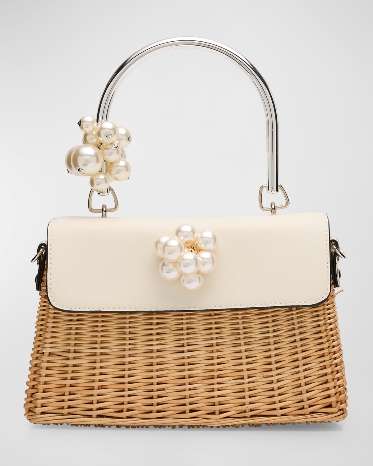 Luna Pearly Rattan Top-Handle Bag