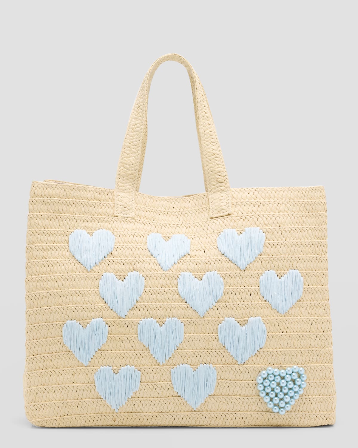 Be Mine Embroidered Straw Tote Bag