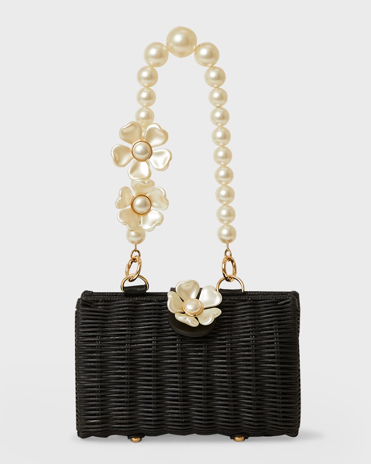 Btb Los Angeles Page Pearly Floral Clutch Bag In Black