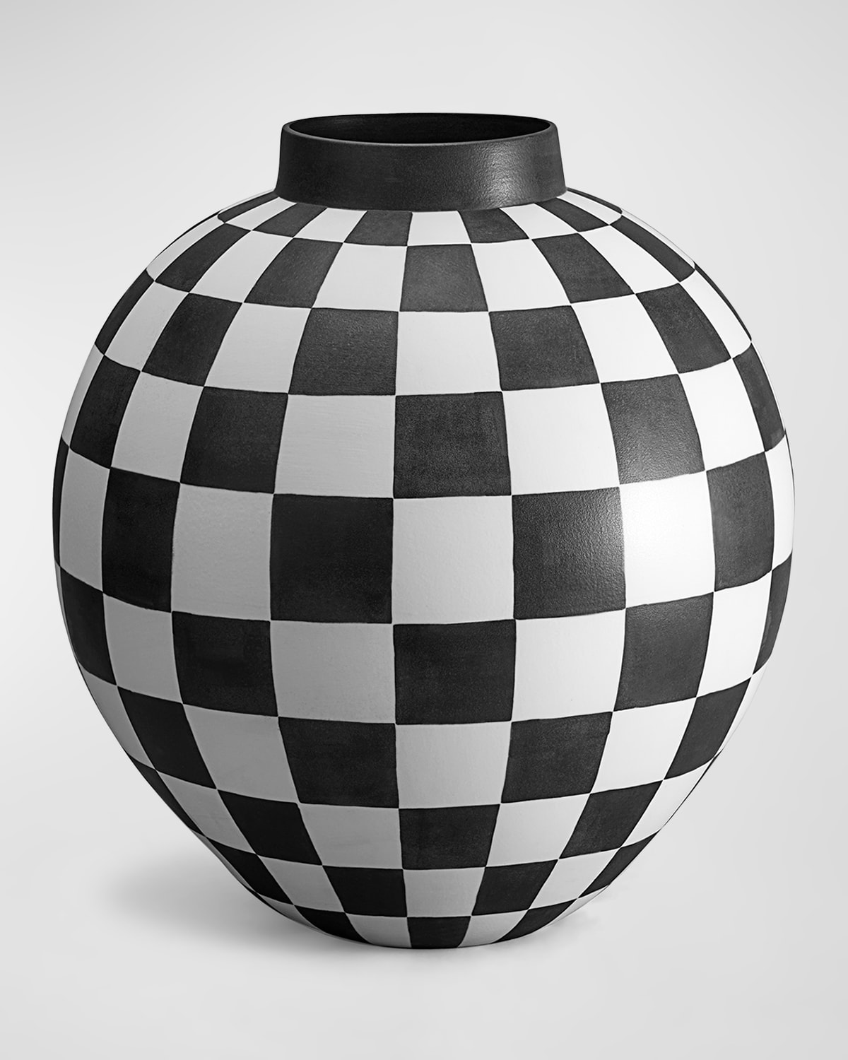 L'objet Damier Vase, 16" In Indigo/natural