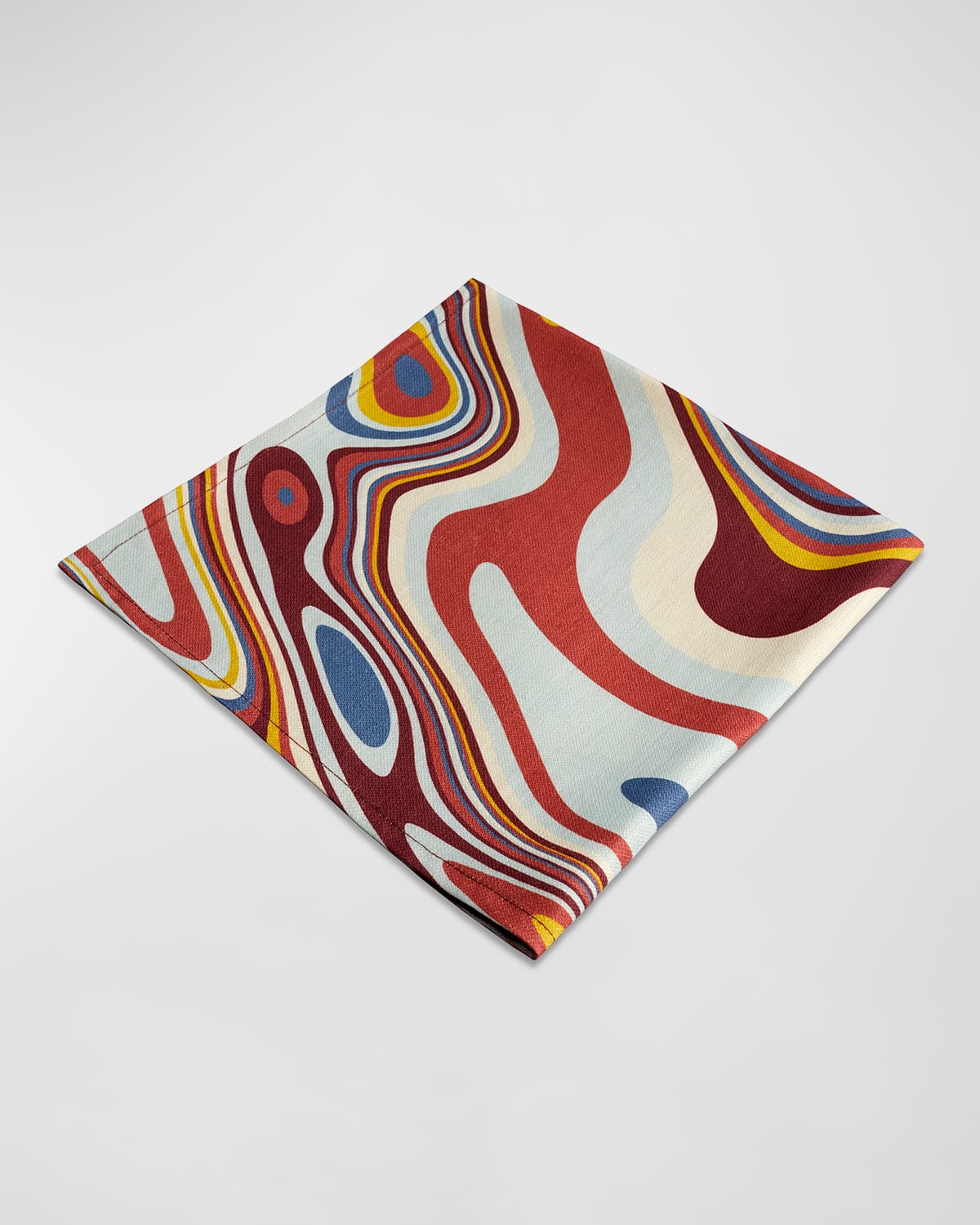 L'objet Linen Sateen Waves Set Of 4 Napkins In Red