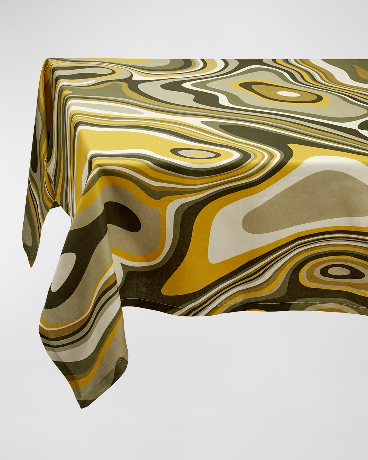 L'objet Waves Green Linen Sateen Tablecloth