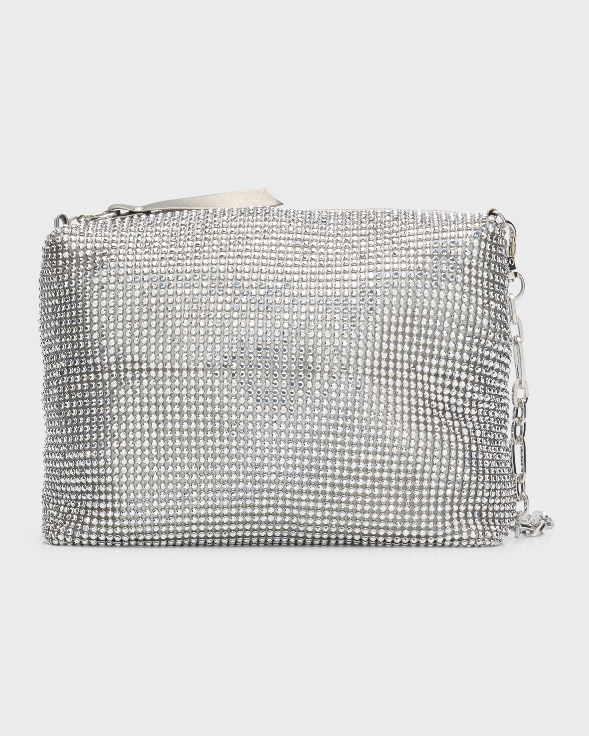 Whiting & Davis Anya Metallic Crystal Shoulder Bag In Pewter