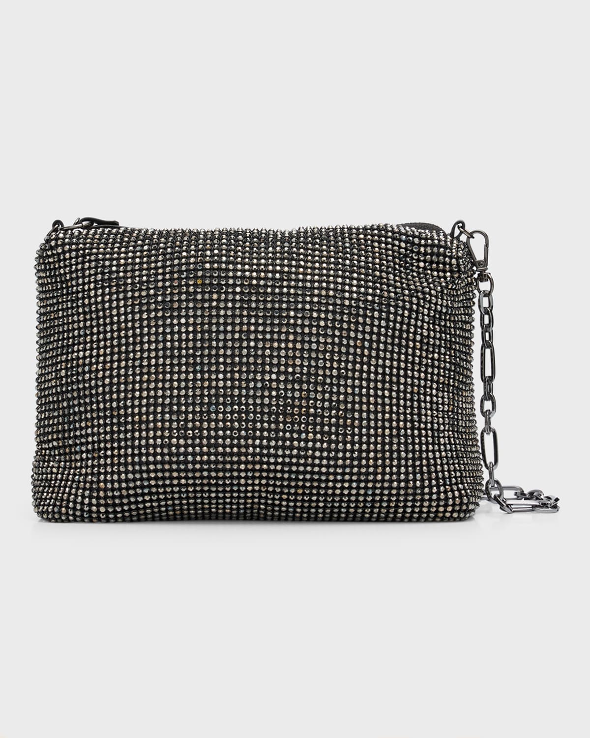Whiting & Davis Anya Metallic Crystal Shoulder Bag In Gunmetal