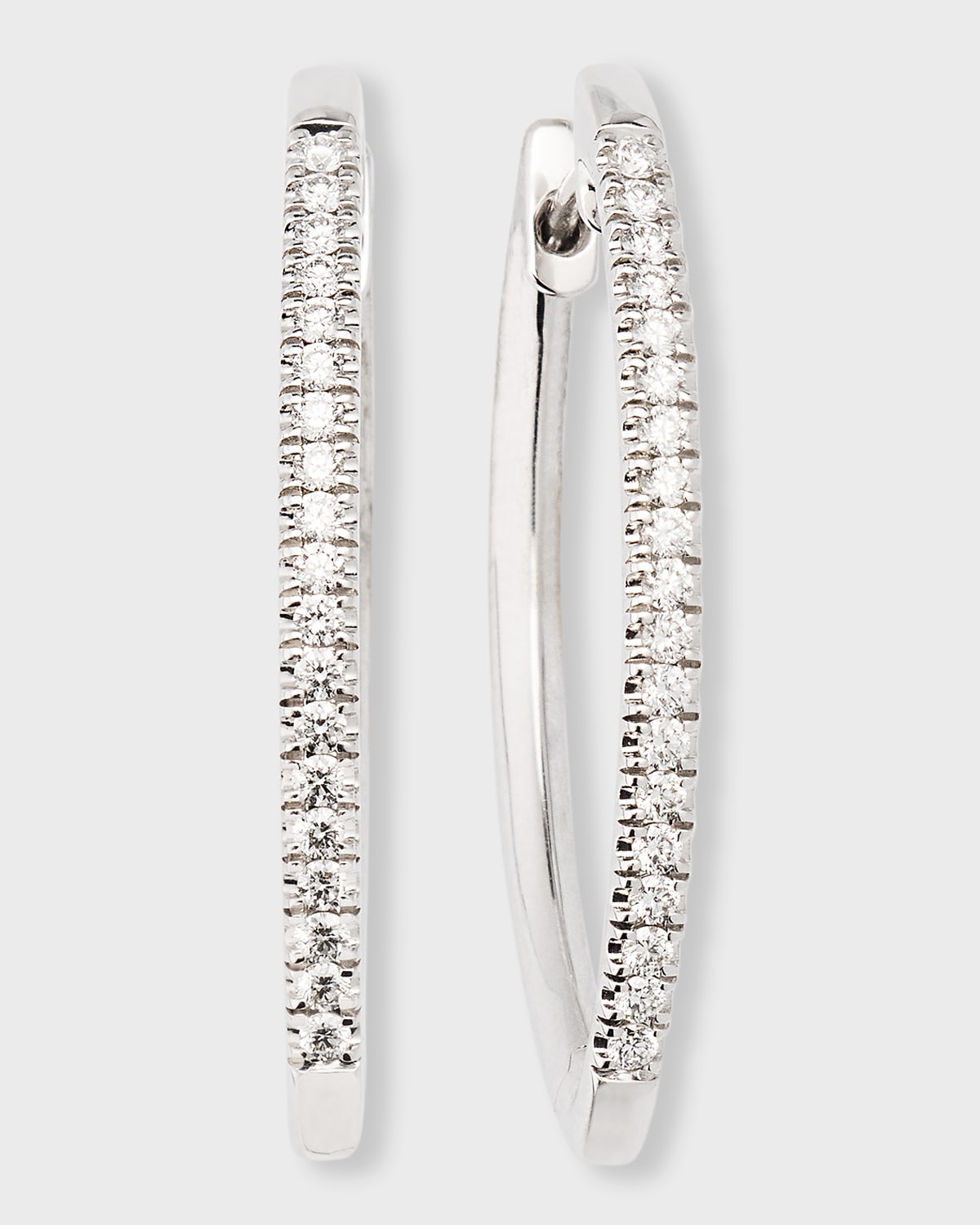 Sparkle 18K White Gold V-Shape Diamond Hoop Earrings