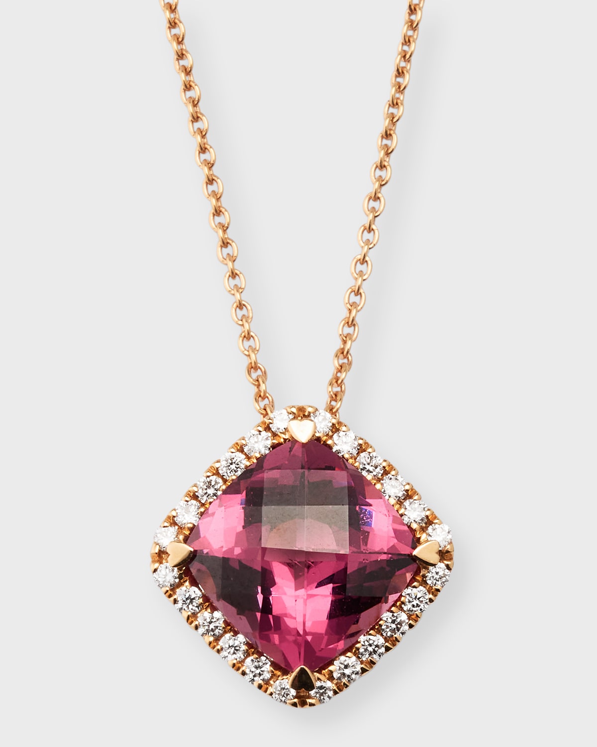 Lisa Nik 18k Rose Gold Garnet Pendant Necklace With Diamonds