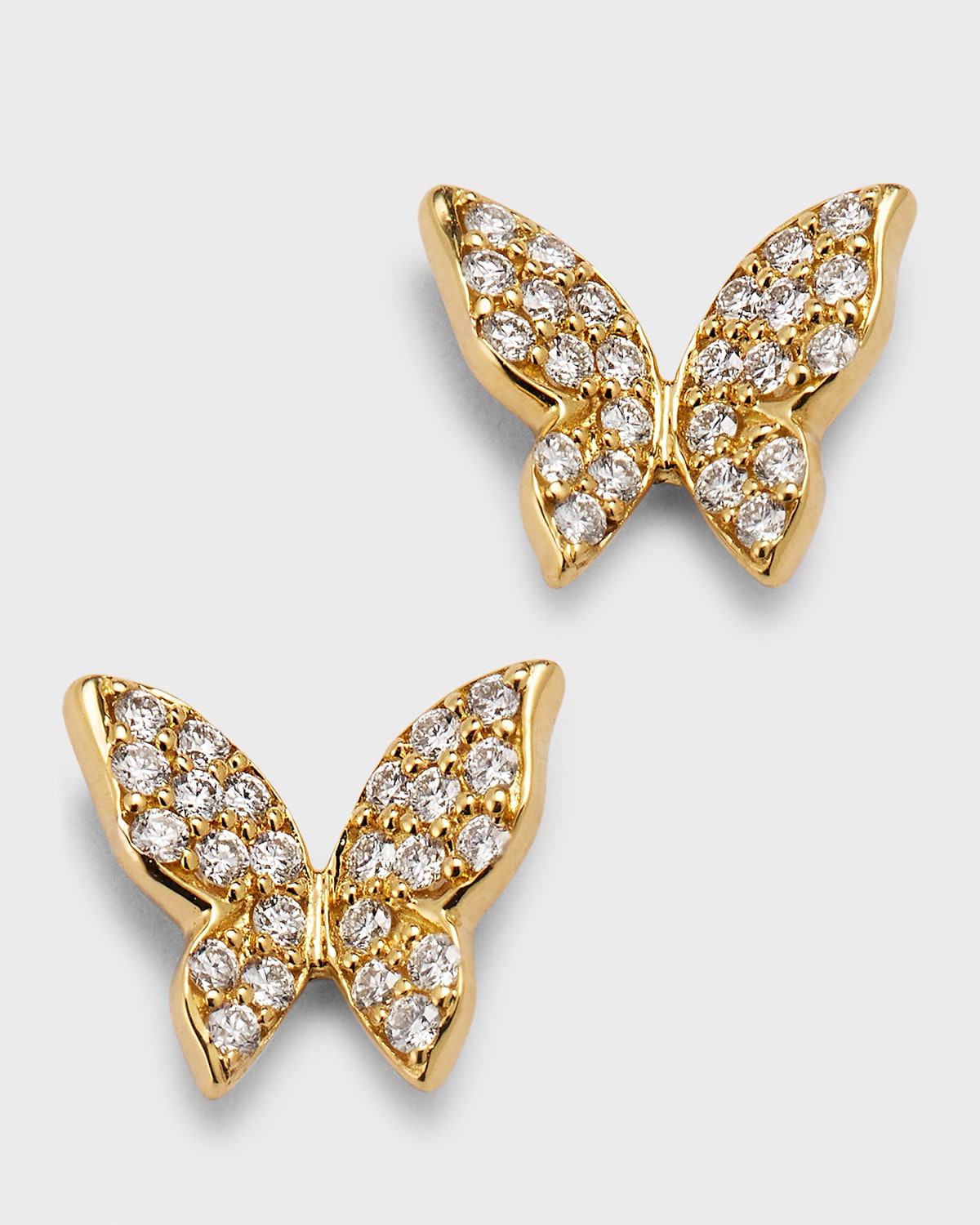 Lisa Nik 18k Yellow Gold Diamond Butterfly Stud Earrings