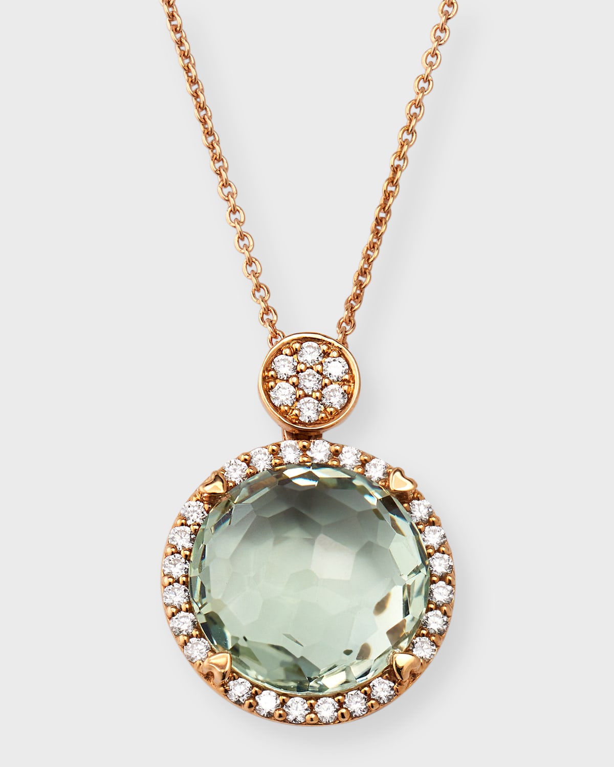 Lisa Nik 18k Rose Gold Green Prasiolite Pendant Necklace With Diamonds