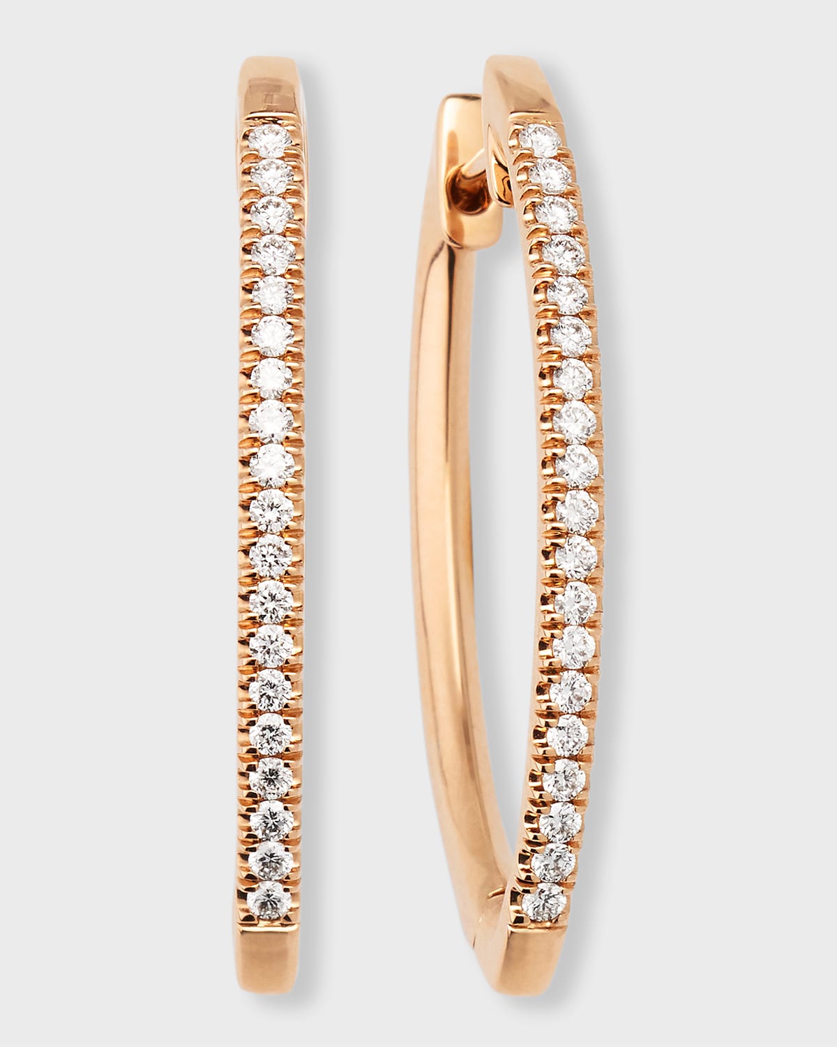 Sparkle 18K Rose Gold V-Shape Diamond Hoop Earrings