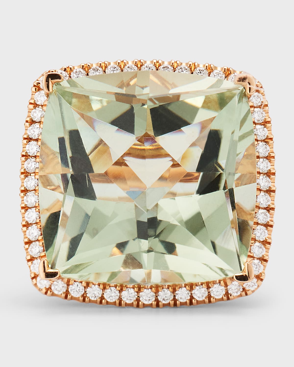 Lisa Nik 18k Rose Gold Green Quartz And Diamond Ring