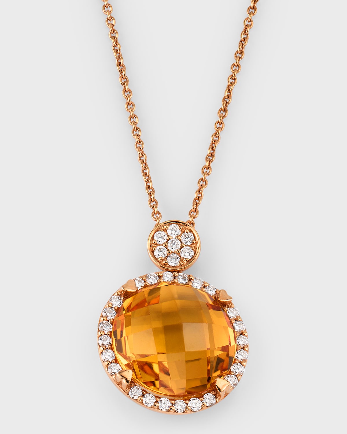Lisa Nik 18k Rose Gold Citrine And Diamond Pendant Necklace