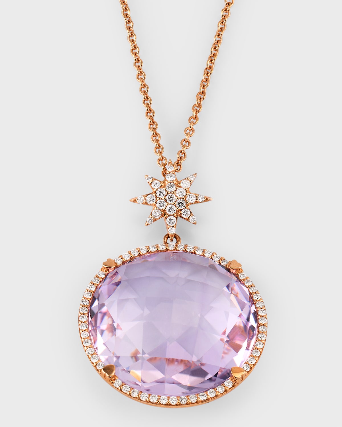 Lisa Nik 18k Rose Gold Amethyst And Diamond Pendant Necklace With Star Bail