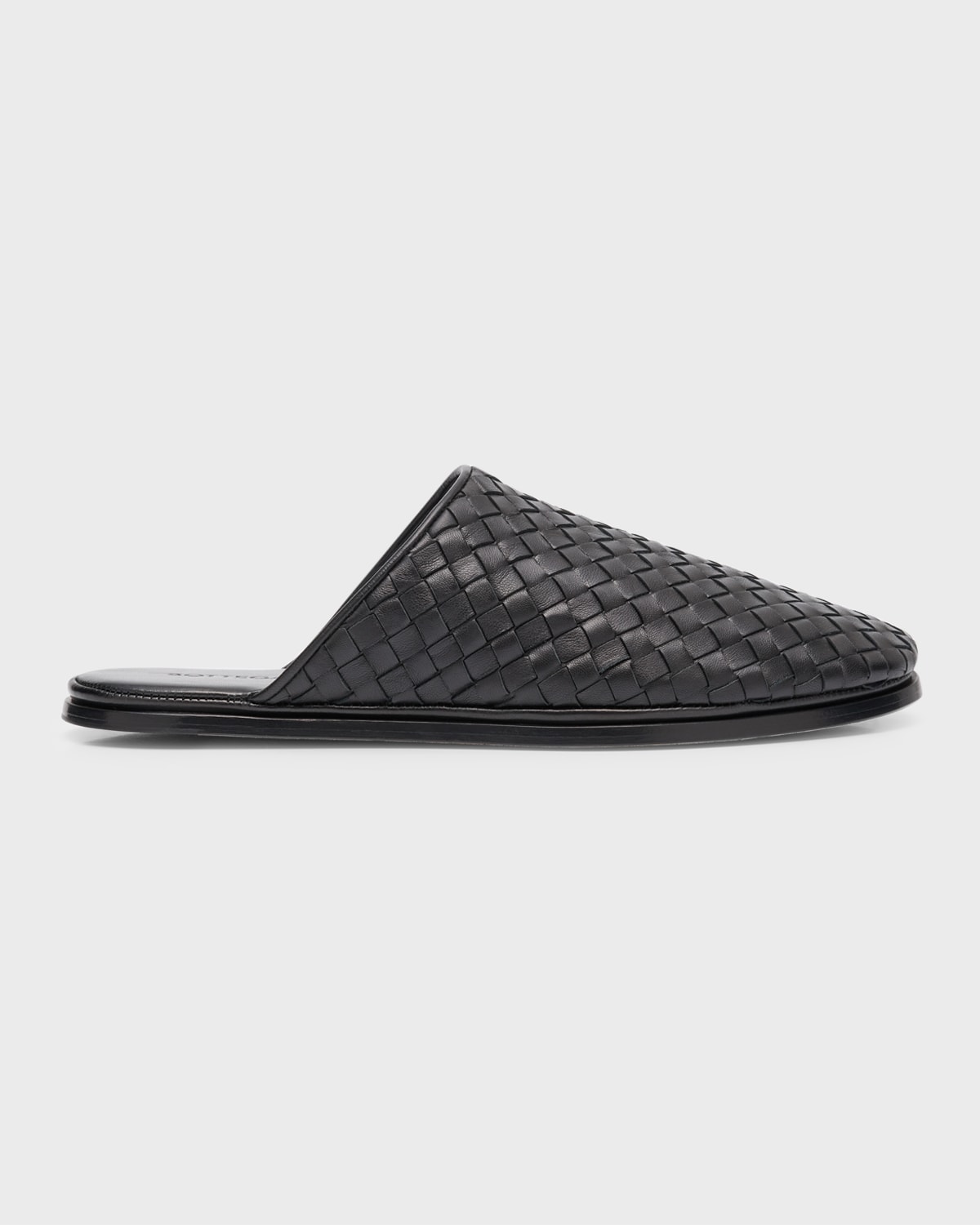 Bottega Veneta Intrecciato Woven Leather Mule Slippers In Black