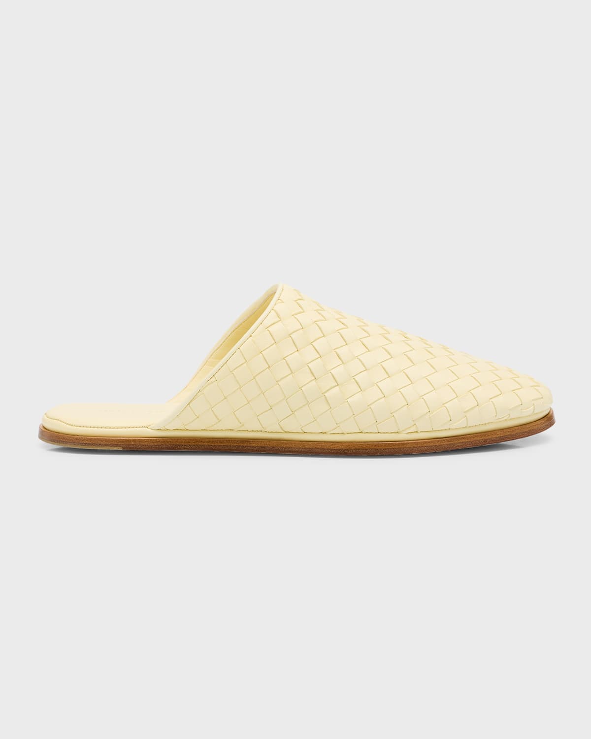 Bottega Veneta Intrecciato Woven Leather Mule Slippers In Camomile