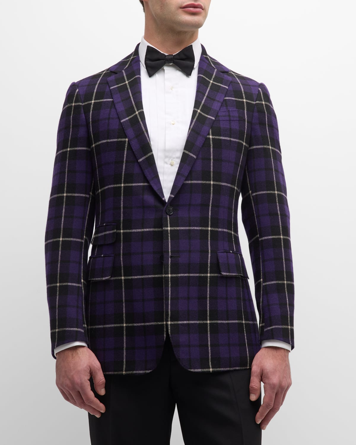Ralph Lauren Purple Label Men's Kent Plaid Cashmere Two-button Suit Jacket In Purple Multi