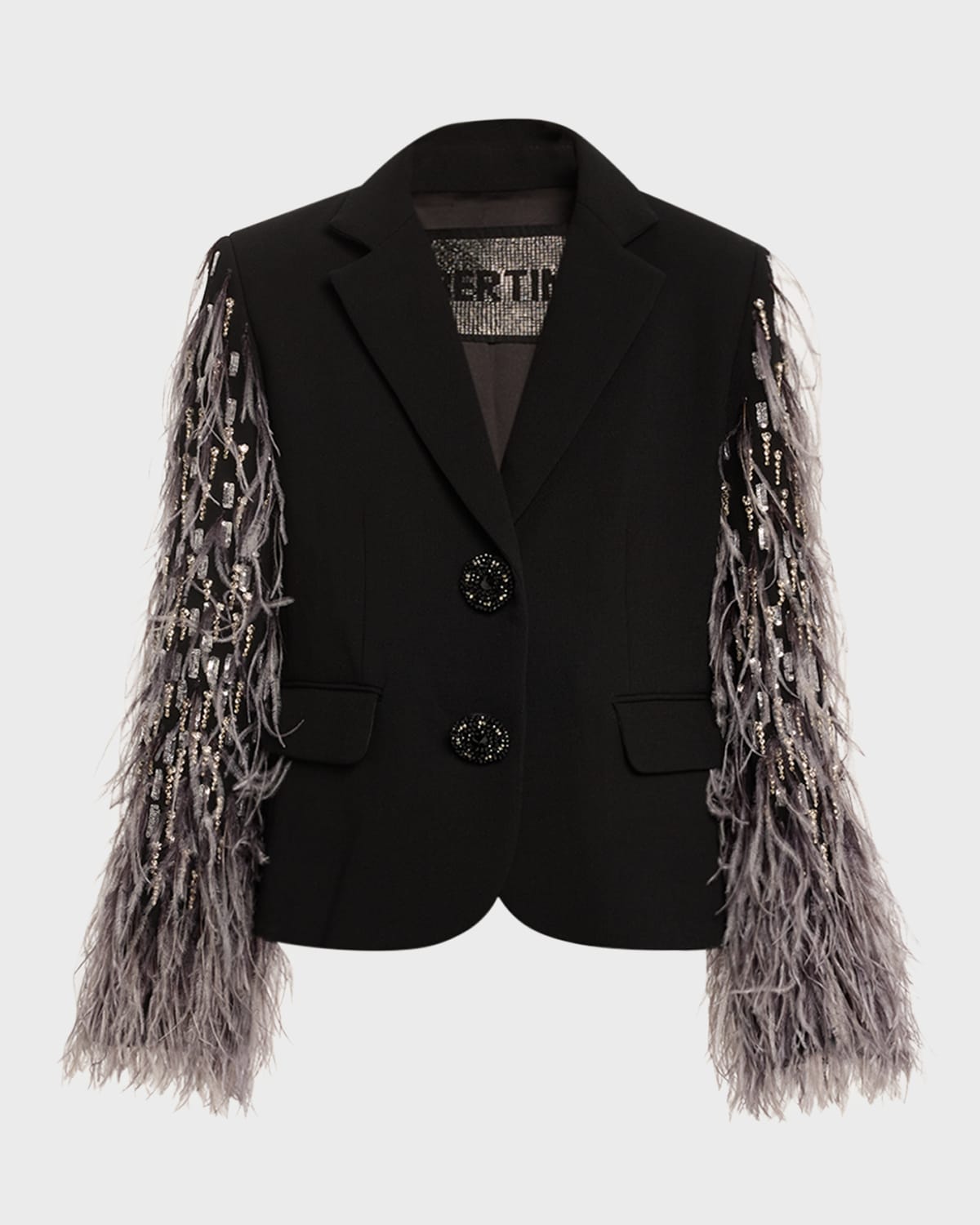 Libertine Across The Universe Blazer Jacket With Embellished Sleeves In Black