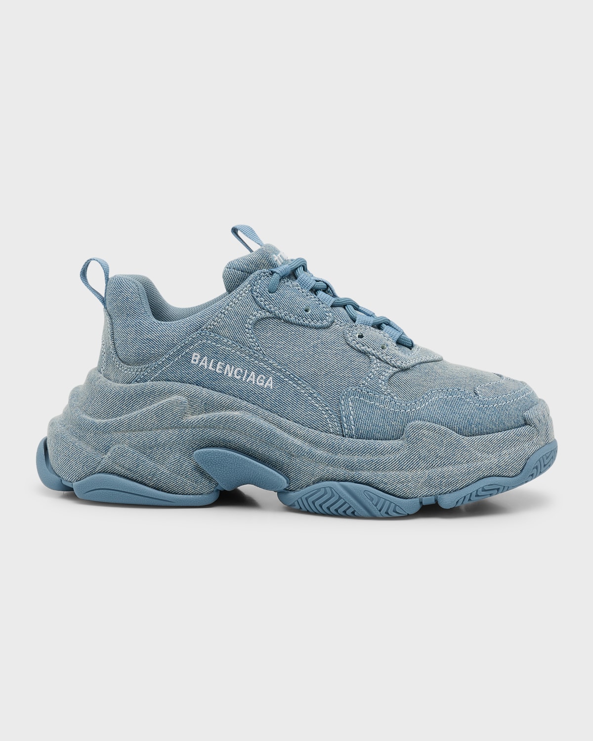 Balenciaga 60mm Triple S Denim Trainers In Blue