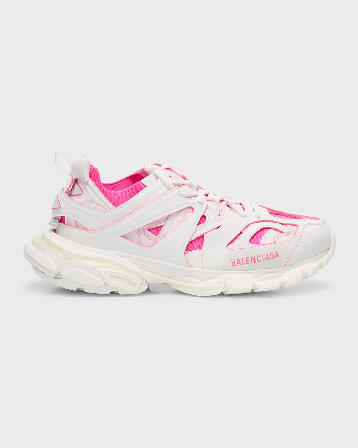 Balenciaga Track Sock Low-top Sneakers In White Pink
