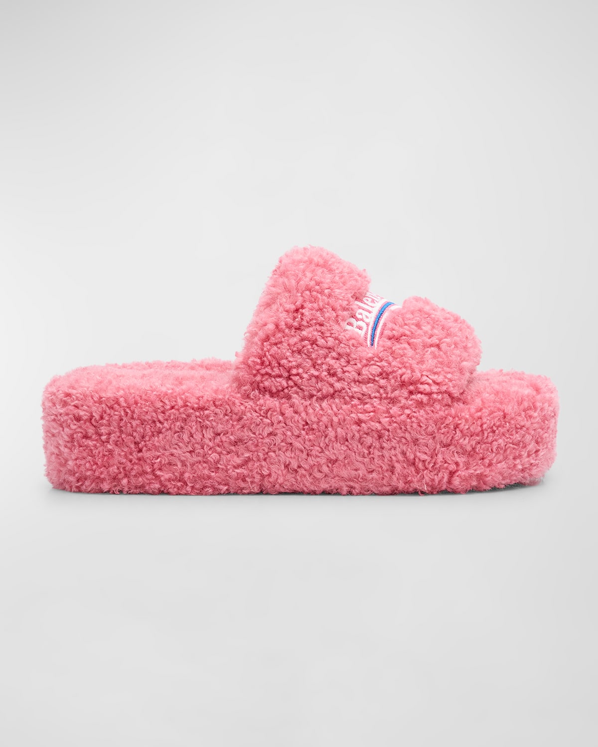 Balenciaga Furry Platform Faux Shearling In 5596 Sweet Pink/