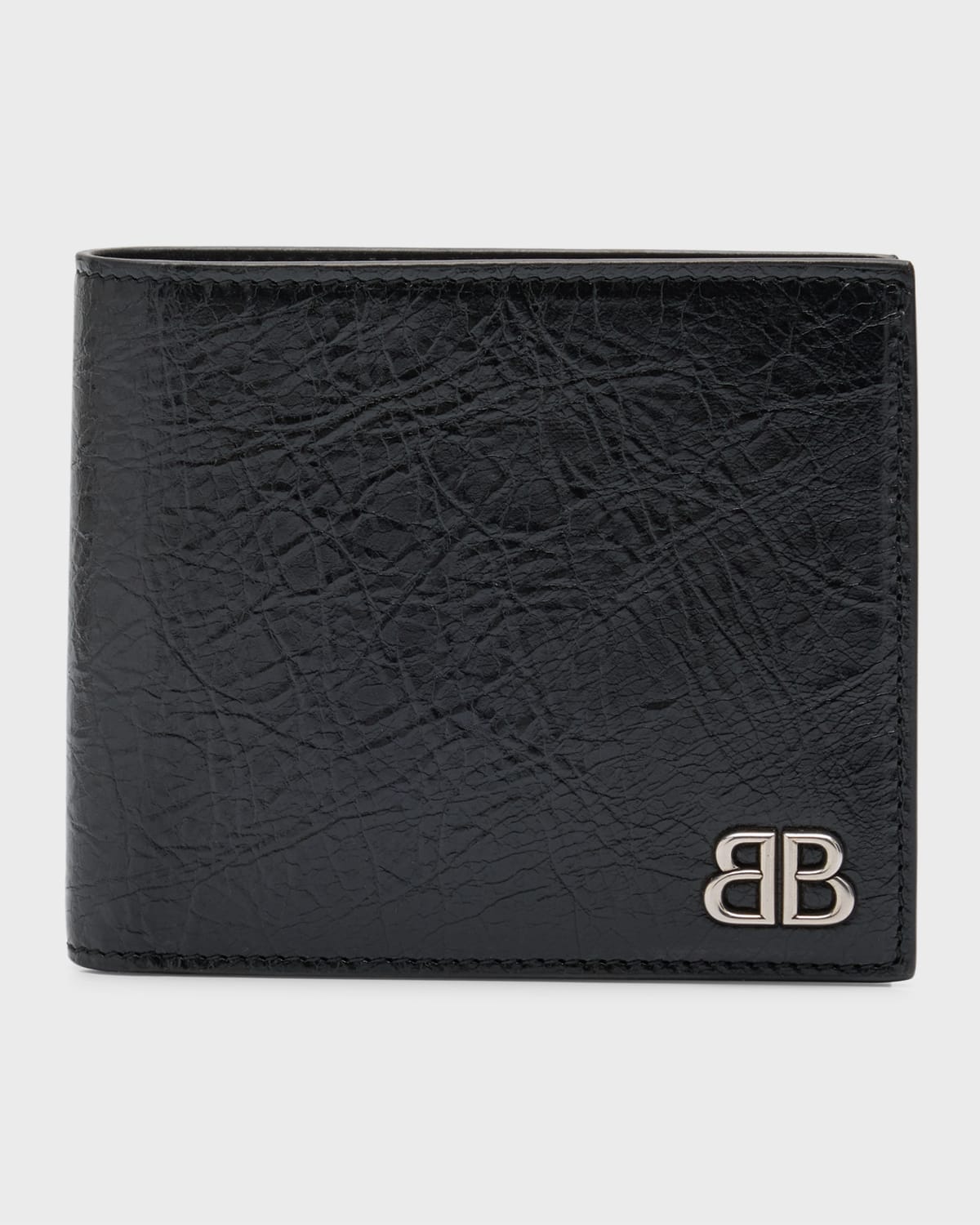 Shop Balenciaga Men's Monaco Square Folded Wallet In 1000 Black