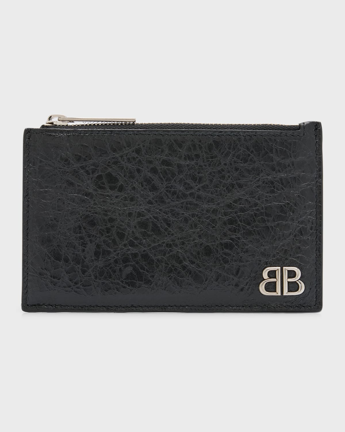 Shop Balenciaga Men's Monaco Long Coin Card Holder In 1000 Black