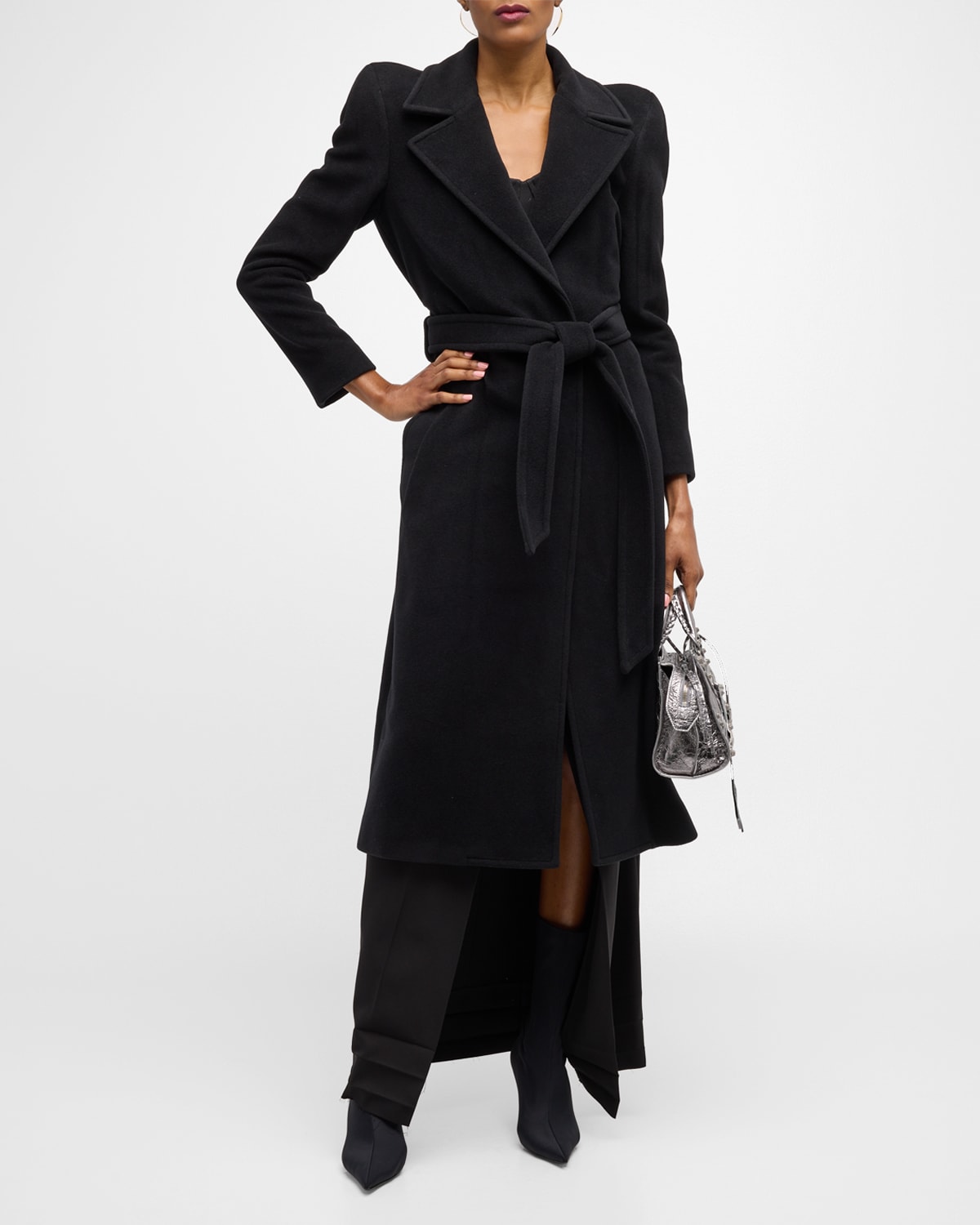 Shop Balenciaga Round Shoulder Fitted Coat In 1000 Black