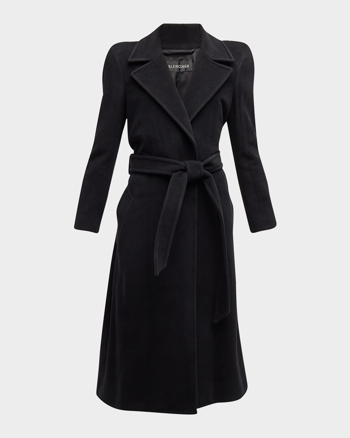 Shop Balenciaga Round Shoulder Fitted Coat In 1000 Black