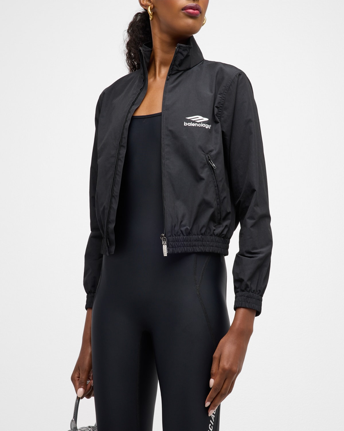 Shop Balenciaga 3b Sports Icon Fitted Tracksuit Jacket In 1000 Black