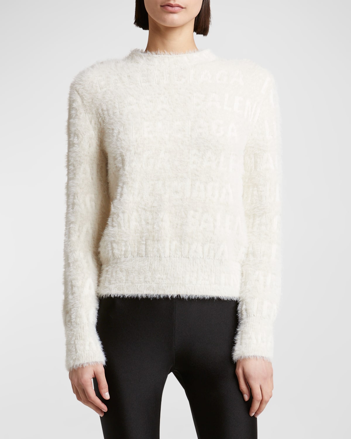 Balenciaga logo rangy knit Fuzzy Jumper
