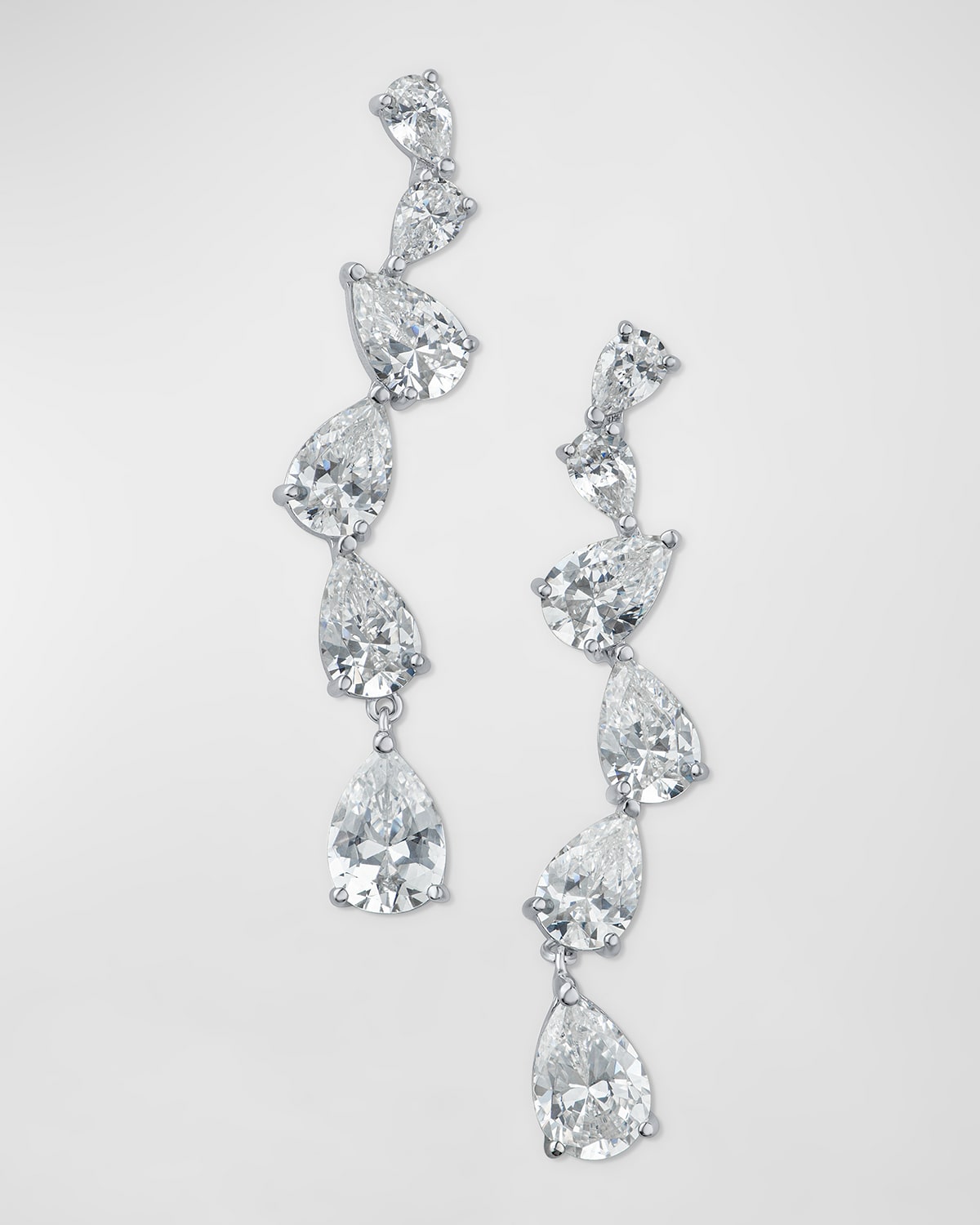 Golconda By Kenneth Jay Lane Cubic Zirconia Pear Cascading Zigzag Drop Earrings In Silver