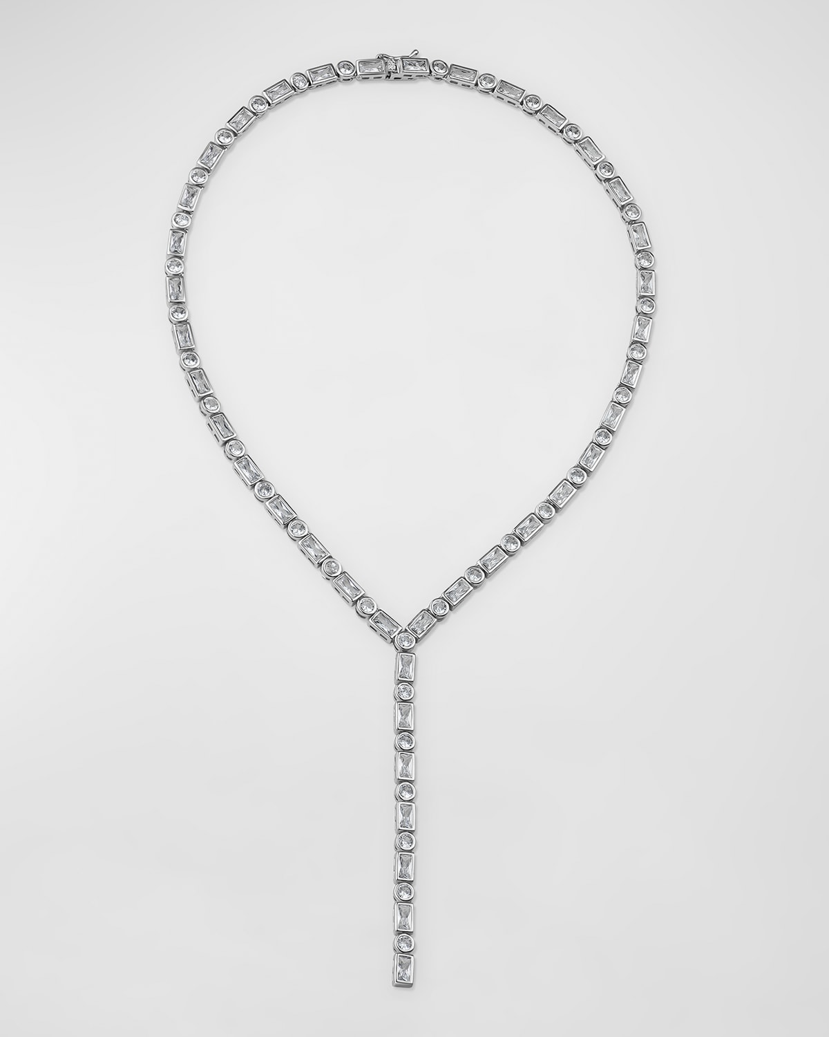 Golconda By Kenneth Jay Lane Mixed-cut Bezel Cubic Zirconia Y Necklace In Silver