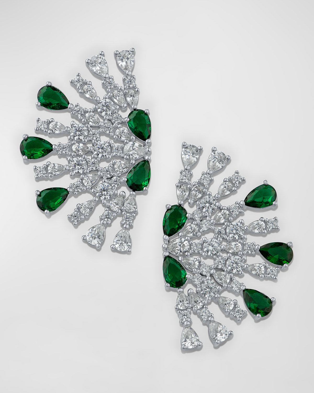 Golconda By Kenneth Jay Lane Cubic Zirconia Pear And Round Half Sparkler Earrings In Emerald