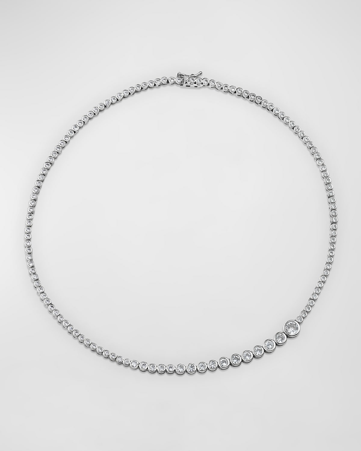Golconda By Kenneth Jay Lane Graduated Round Bezel-set Cubic Zirconia Necklace In Silver