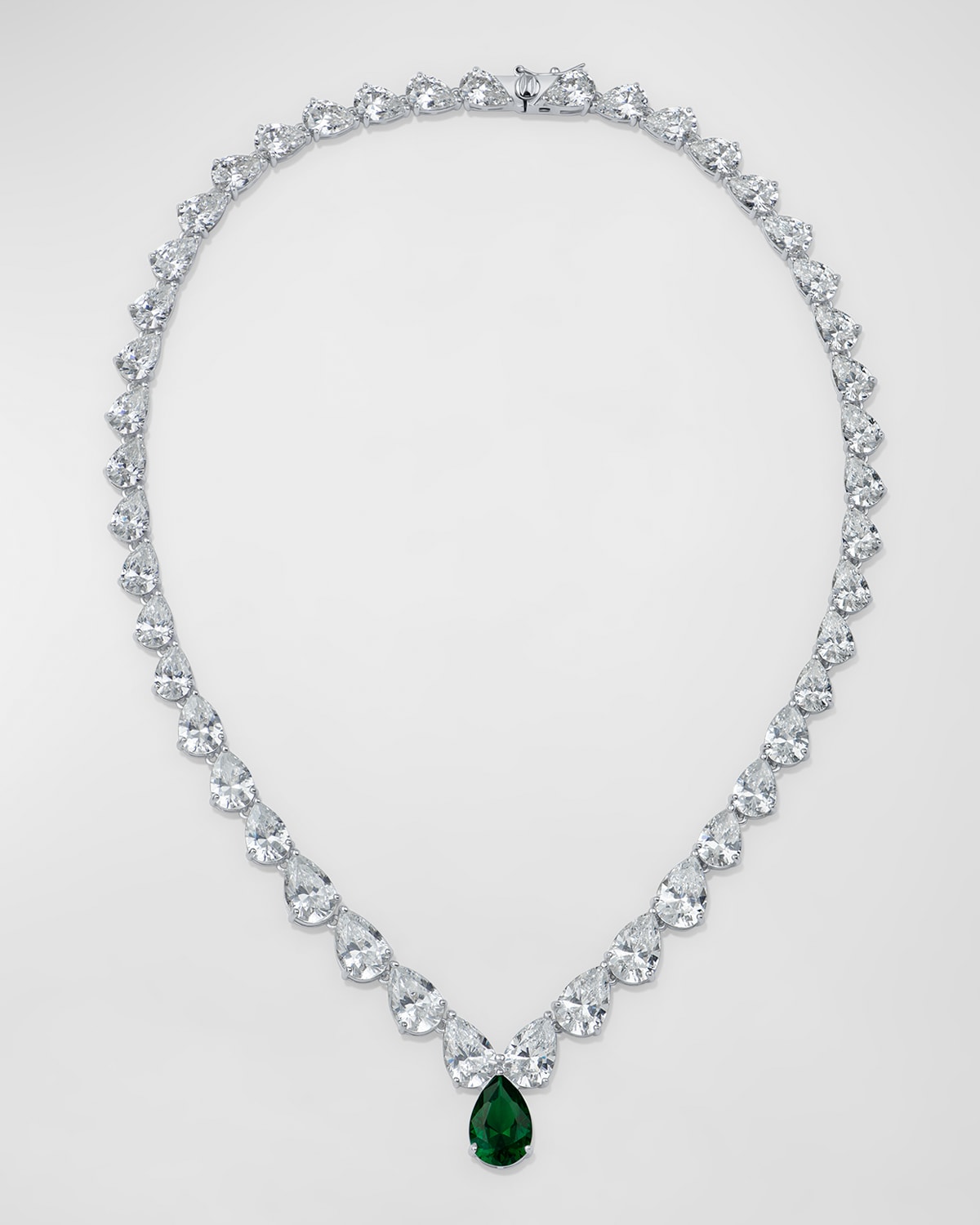 Golconda By Kenneth Jay Lane Graduated Pear-cut Cubic Zirconia Necklace In Emerald