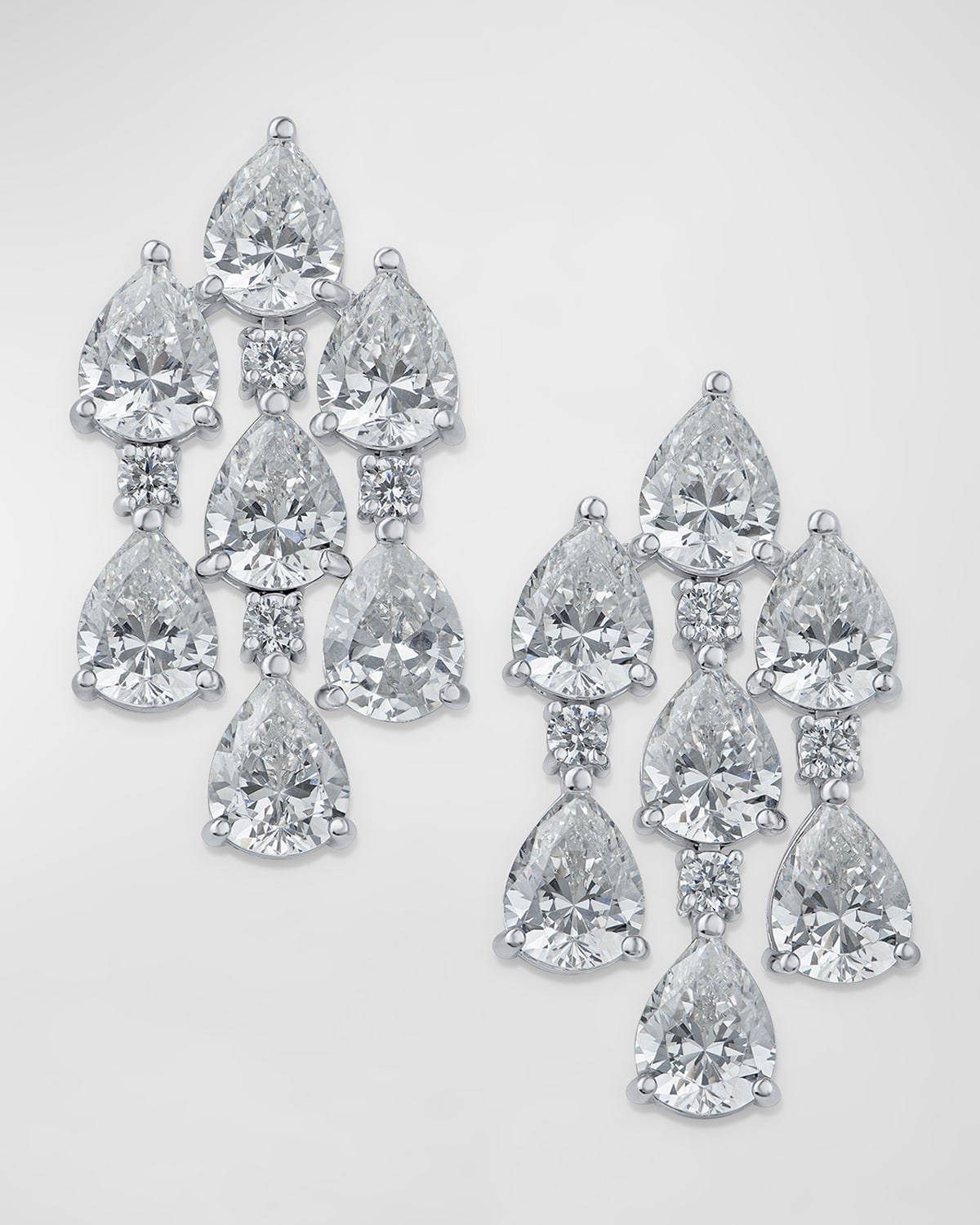 Cubic Zirconia Round and Pear Draped Fringe Drop Earrings