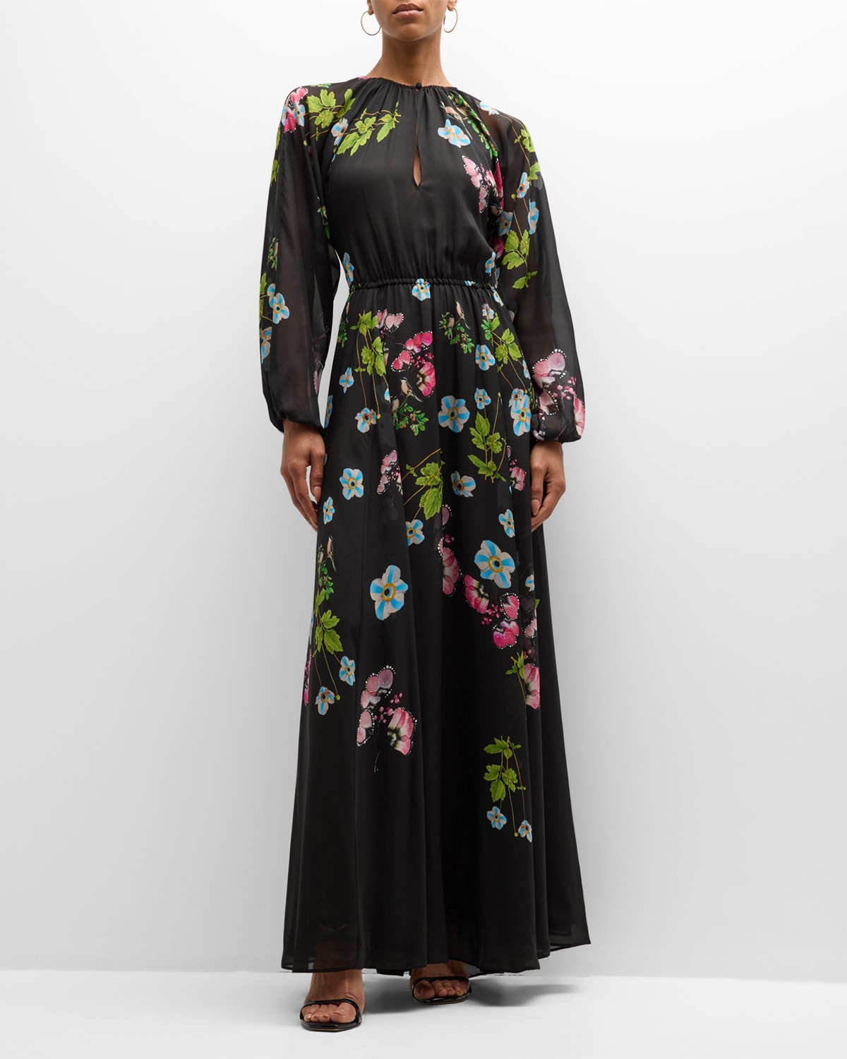 Cynthia Rowley Floral-Print Cutout Silk Maxi Dress | Smart Closet