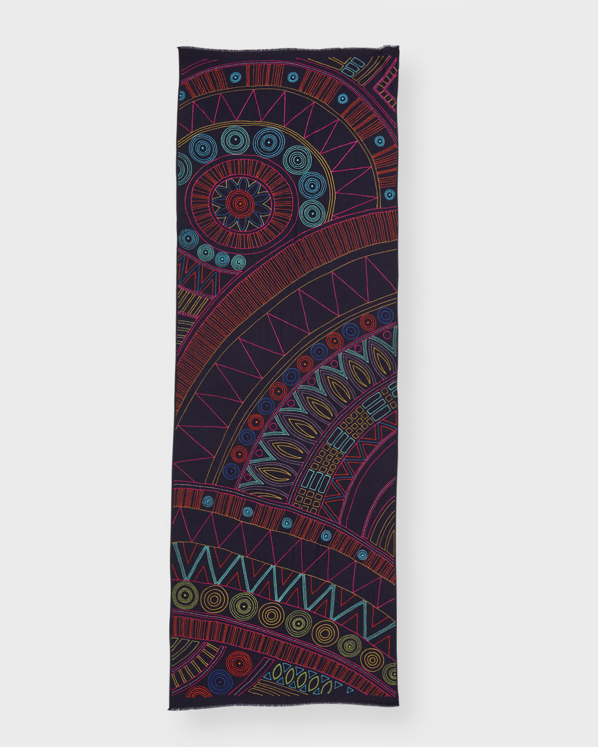 Janavi India Broadway Dreams Merino Wool & Silk Scarf In Navy